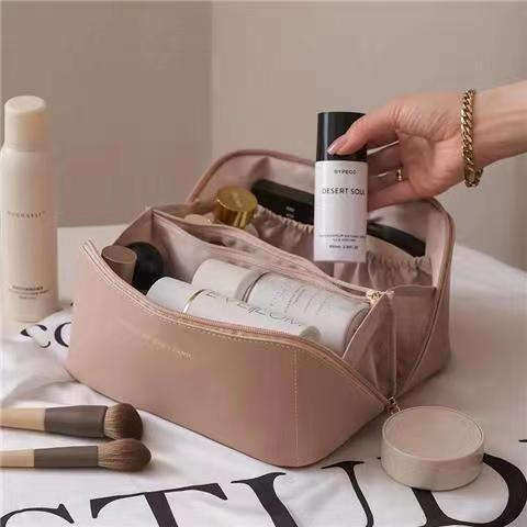 Große Leder Kosmetik Reise-Tasche