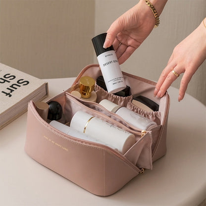 Große Leder Kosmetik Reise-Tasche