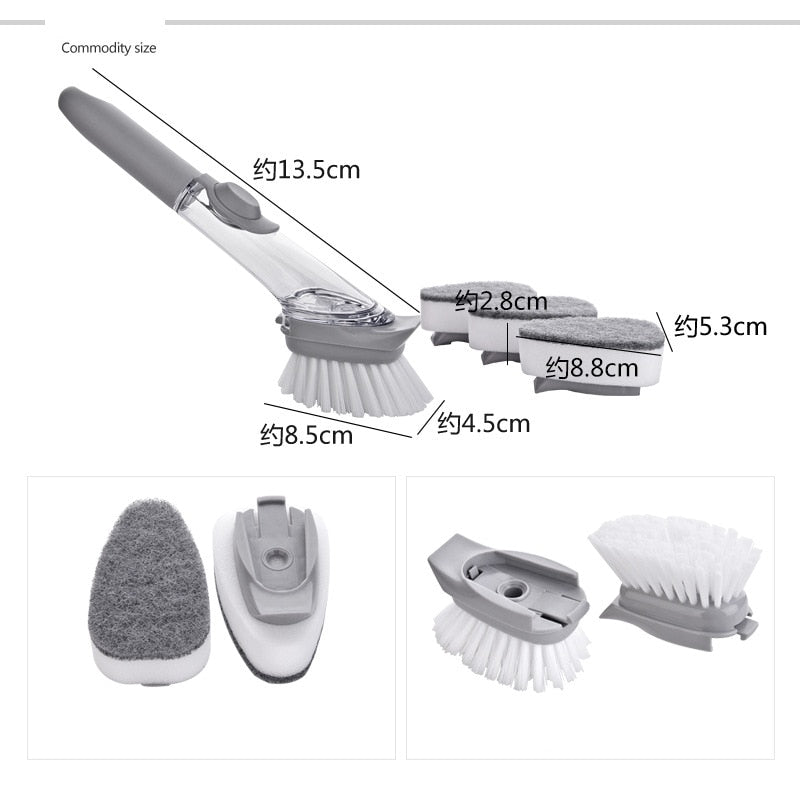 Dishwashing brush with integrated detergent dispenser