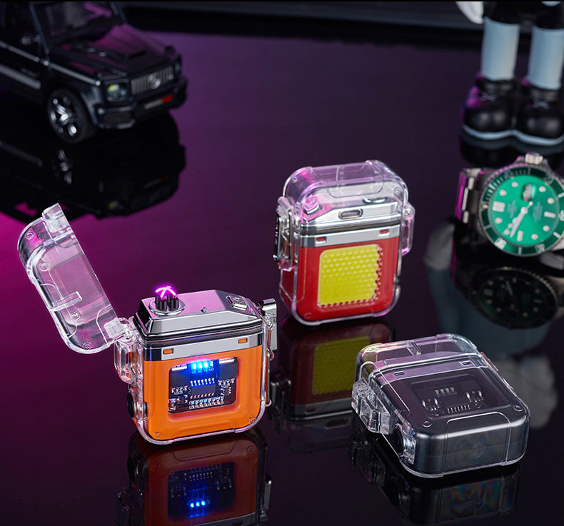 USB Lighter Windproof Double ArcLighter Cigarette Lighter Transparent Shell Waterproof Electronic Pulse Lighters