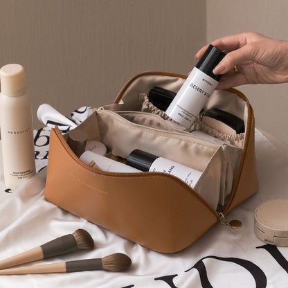Große Leder Kosmetik Reise-Tasche