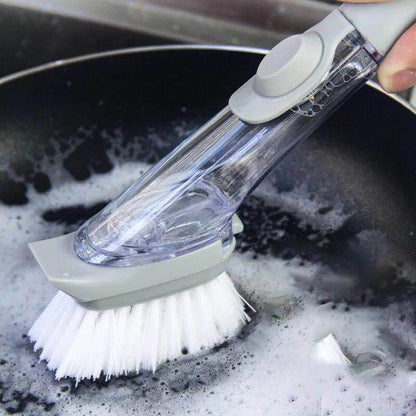 Dishwashing brush with integrated detergent dispenser