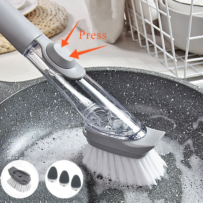 Dishwashing brush with integrated detergent dispenser